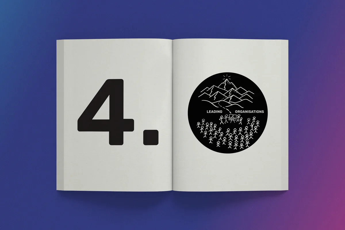 Chief of Anything book, chapter opener numbered 4 for Leading Organisations